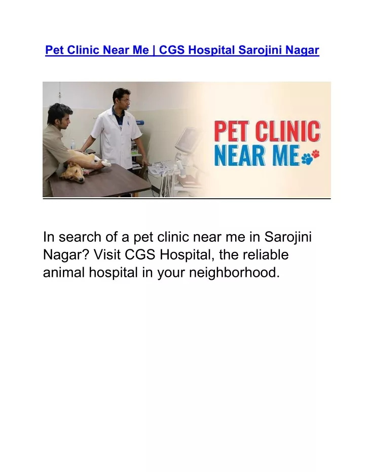 pet clinic near me cgs hospital sarojini nagar