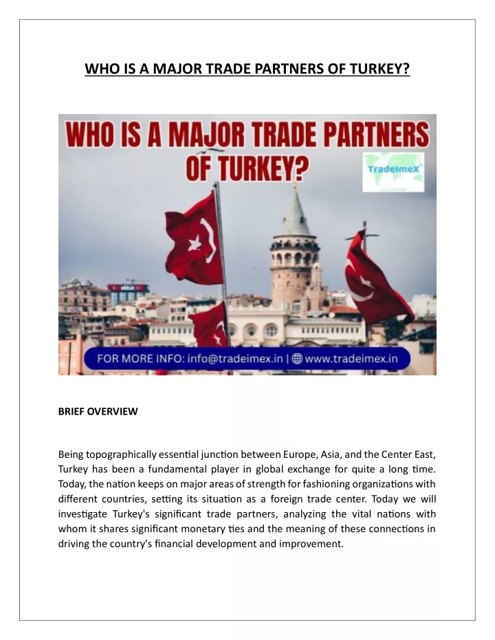 who is a major trade partners of turkey