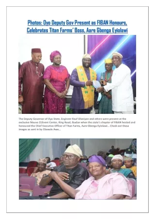 Photos Oyo Deputy Gov Present As FIBAN Honours, Celebrates Titan Farms’ Boss, Aare Gbenga Eyiolawi