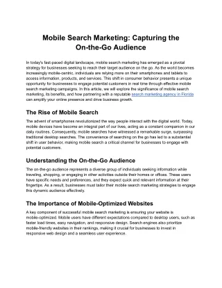 mobile search marketing capturing