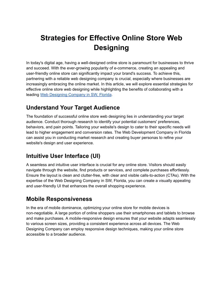 strategies for effective online store