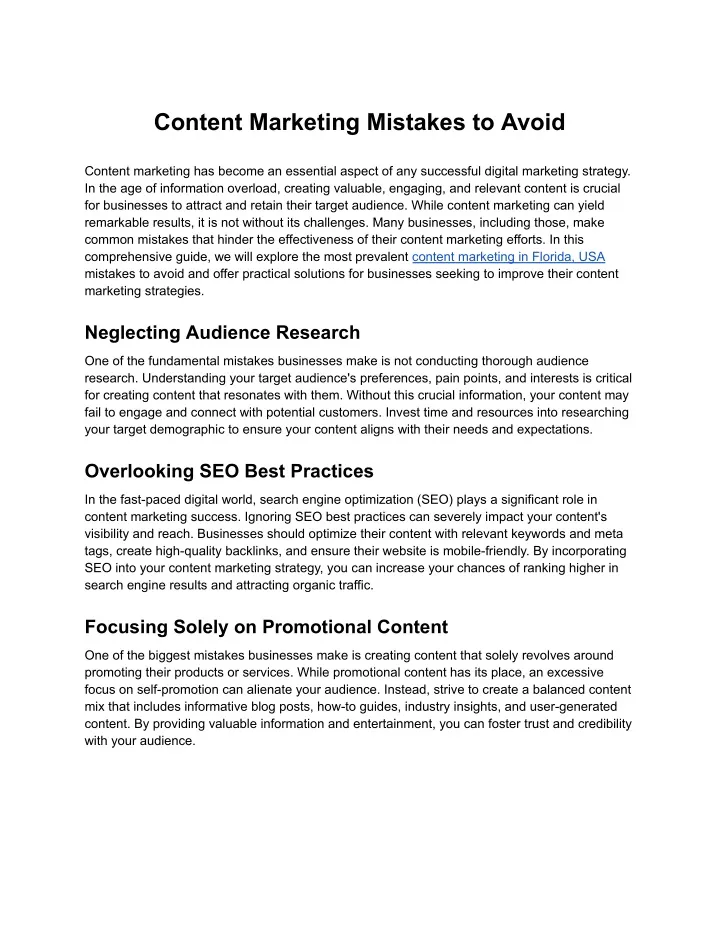 content marketing mistakes to avoid