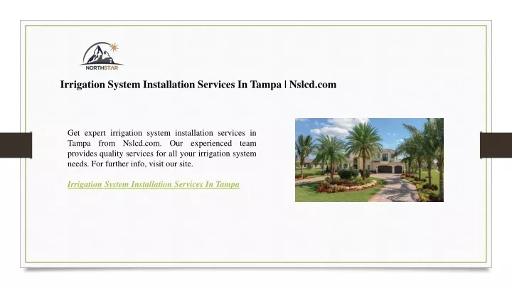 irrigation system installation services in tampa