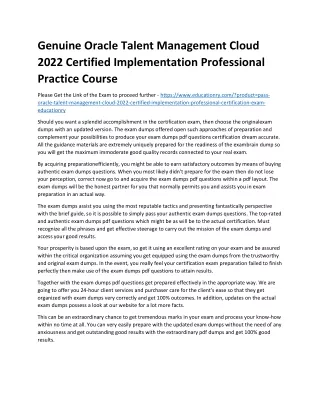genuine oracle talent management cloud 2022