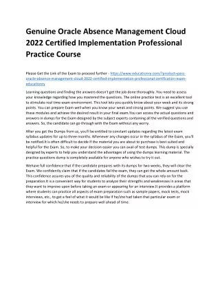 genuine oracle absence management cloud 2022
