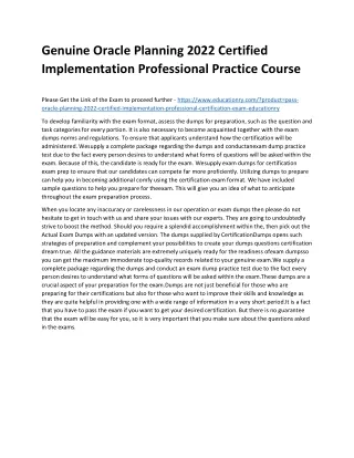 genuine oracle planning 2022 certified
