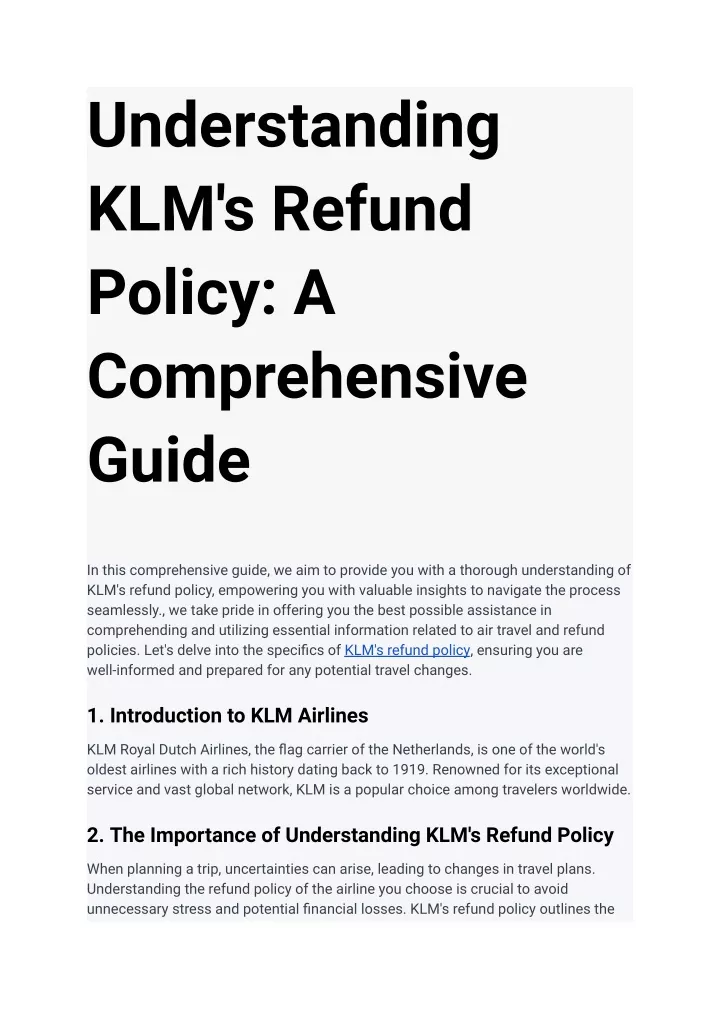 understanding klm s refund policy a comprehensive