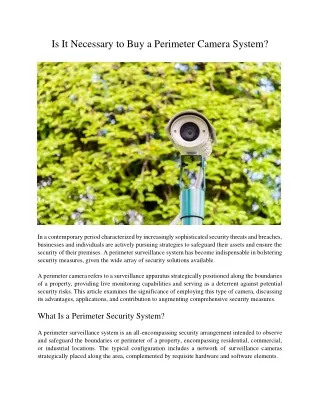 is it necessary to buy a perimeter camera system