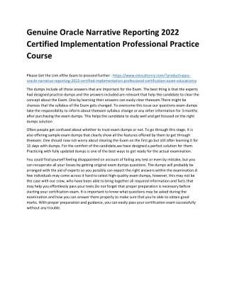 genuine oracle narrative reporting 2022 certified