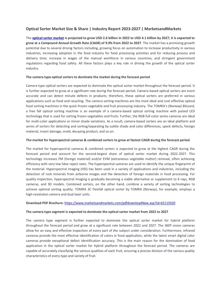 optical sorter market size share industry report