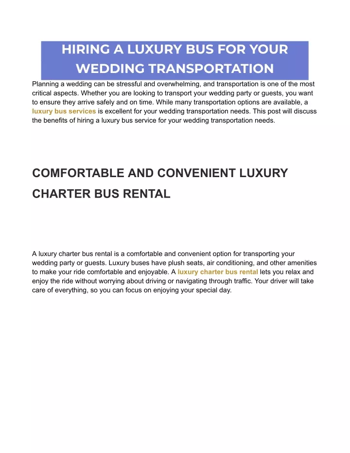 hiring a luxury bus for your wedding