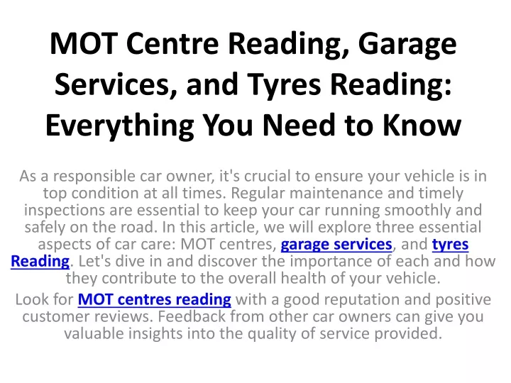 mot centre reading garage services and tyres reading everything you need to know