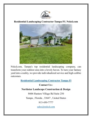 Residential Landscaping Contractor Tampa Fl  Nslcd