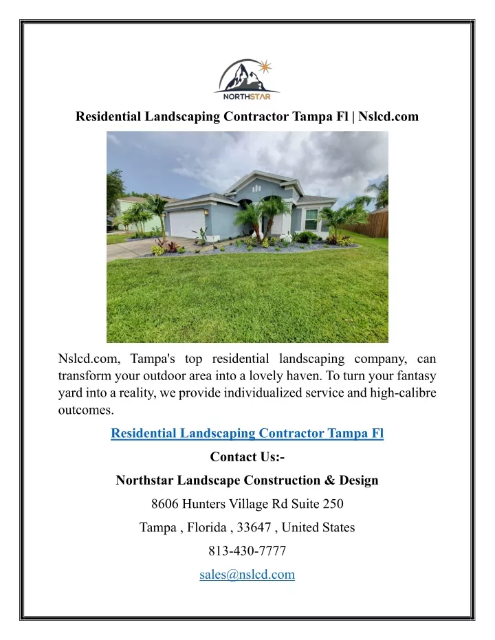 residential landscaping contractor tampa fl nslcd