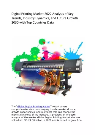 digital printing market 2022 analysis