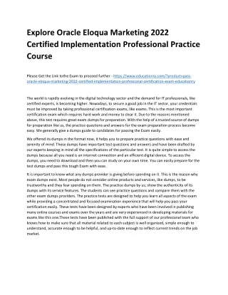 explore oracle eloqua marketing 2022 certified