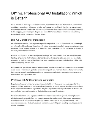 diy vs professional ac installation which