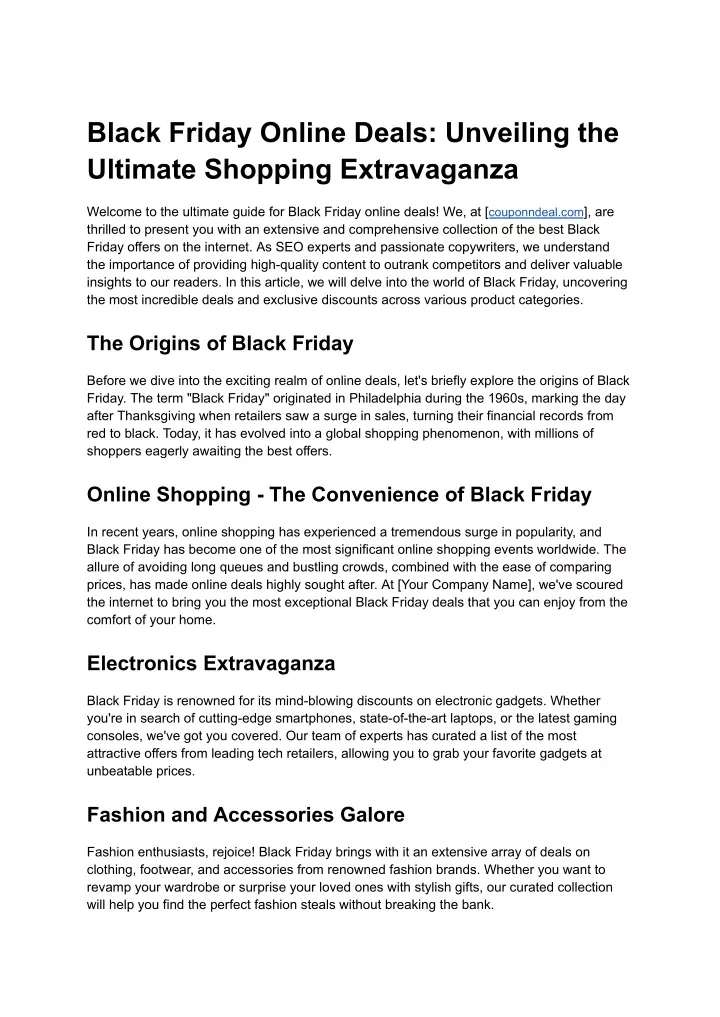 black friday online deals unveiling the ultimate
