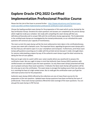 explore oracle cpq 2022 certified implementation