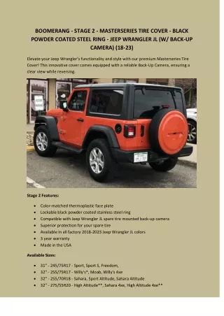 Jeep Wrangler Masterseries Tire Cover With Back-Up Camera