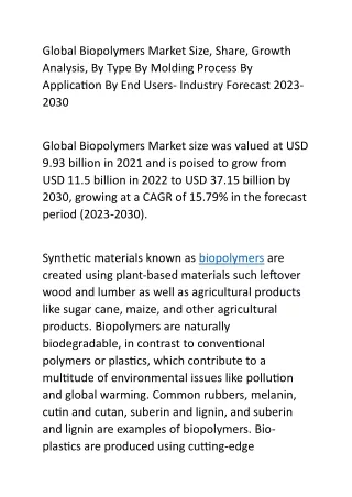 global biopolymers market size share growth