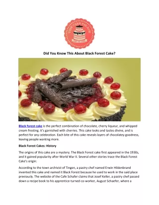 Did You Know This About Black Forest Cake