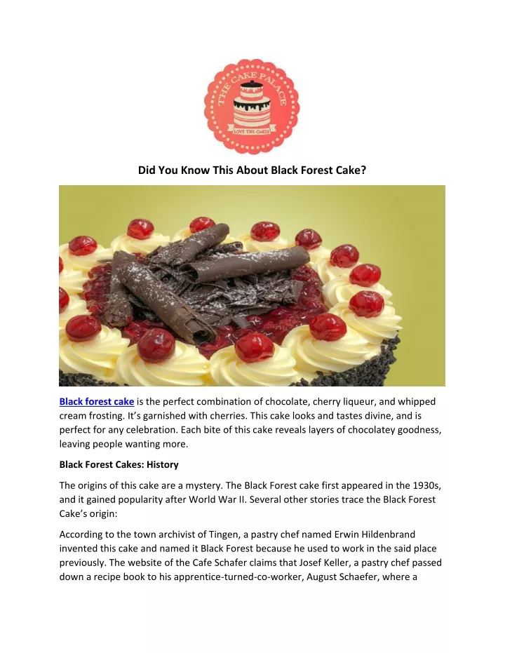 did you know this about black forest cake