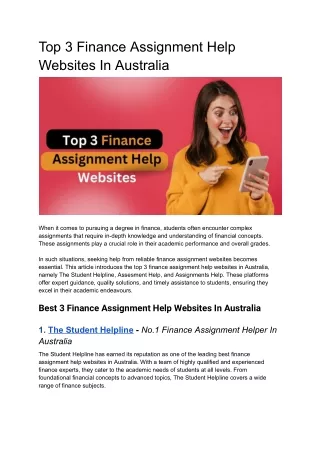 Top 3 Finance Assignment Help Websites In Australia (1)