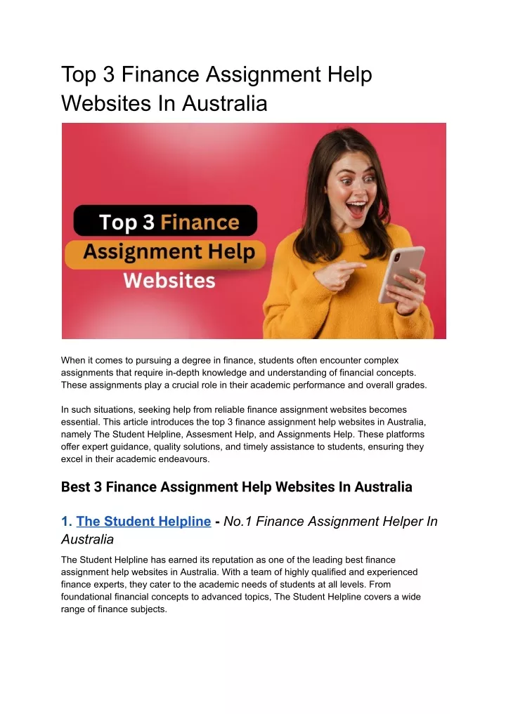 top 3 finance assignment help websites