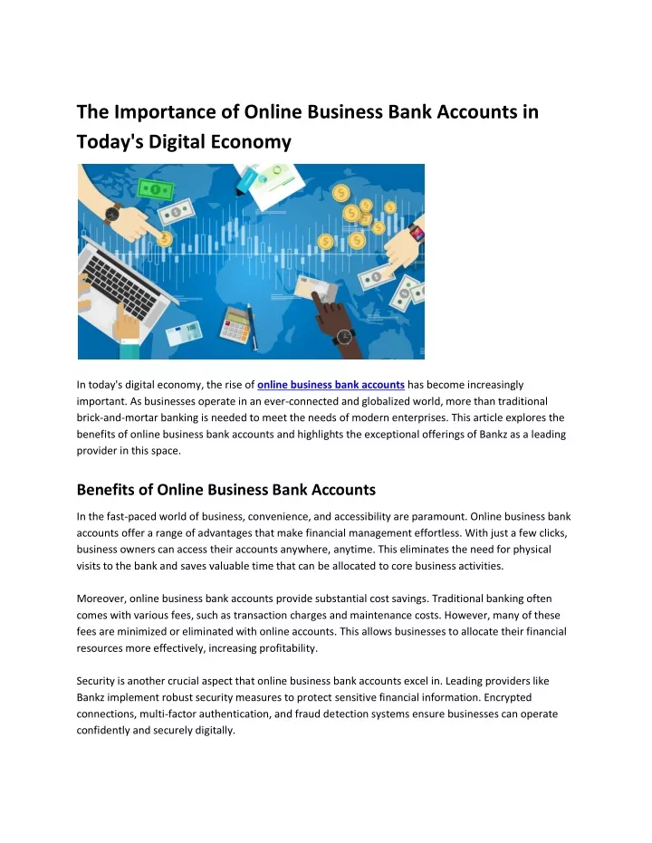 the importance of online business bank accounts
