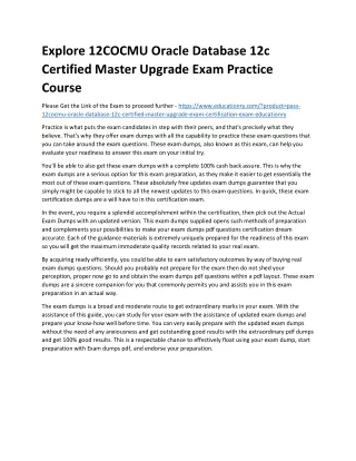explore 12cocmu oracle database 12c certified