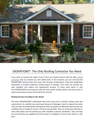 EXOVATIONS®: The Only Roofing Contractor You Need