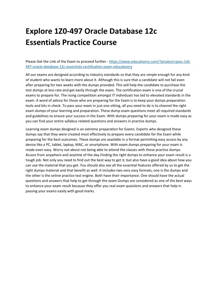 explore 1z0 497 oracle database 12c essentials