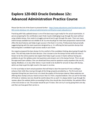 explore 1z0 063 oracle database 12c advanced