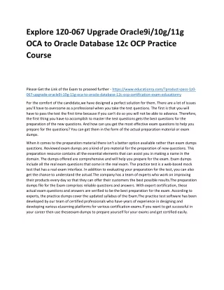 explore 1z0 067 upgrade oracle9i