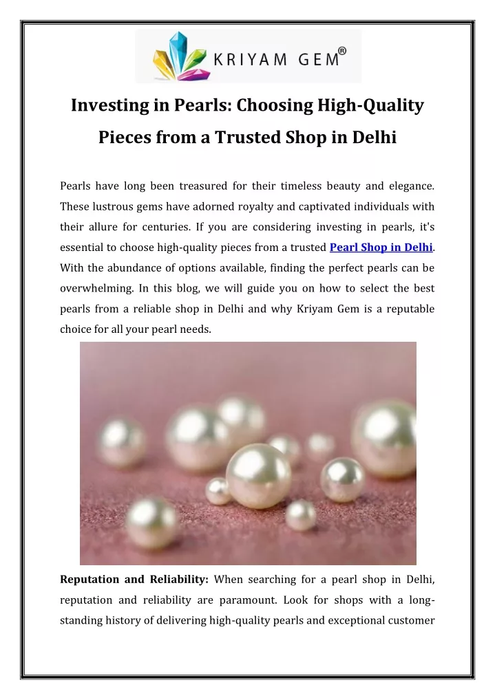 investing in pearls choosing high quality