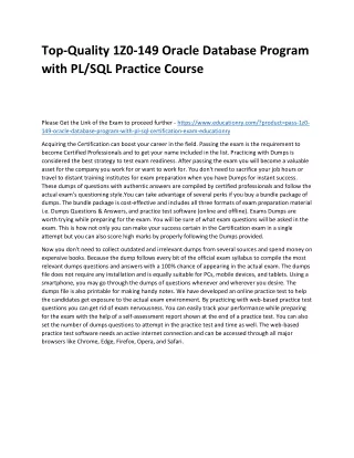 top quality 1z0 149 oracle database program with