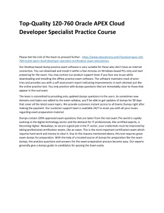 top quality 1z0 760 oracle apex cloud developer