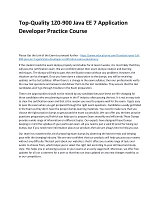 Top-Quality 1Z0-900 Java EE 7 Application Developer Practice Course