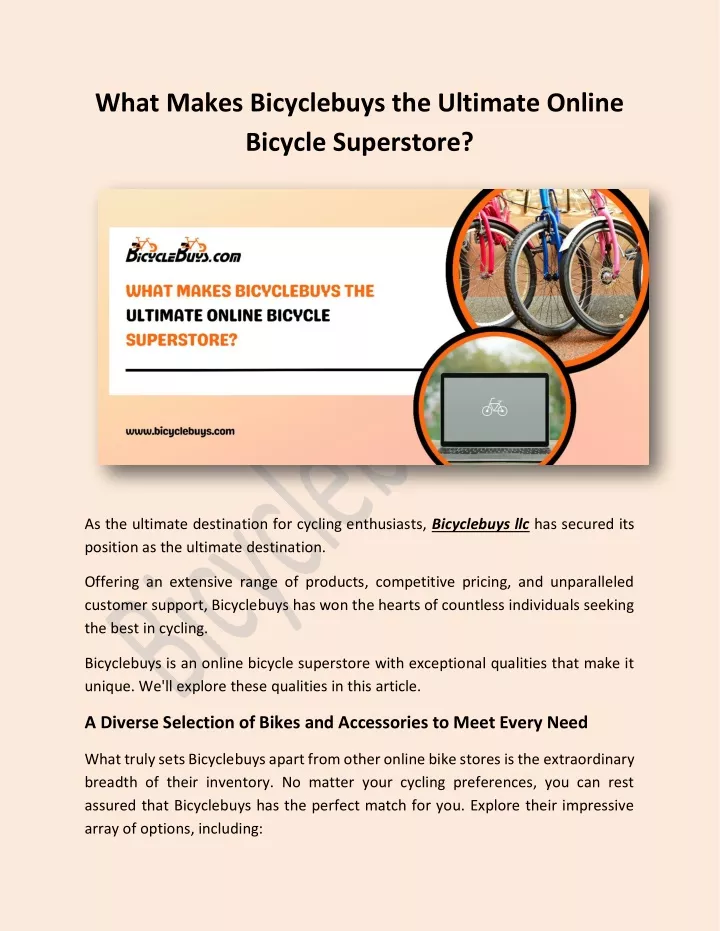what makes bicyclebuys the ultimate online