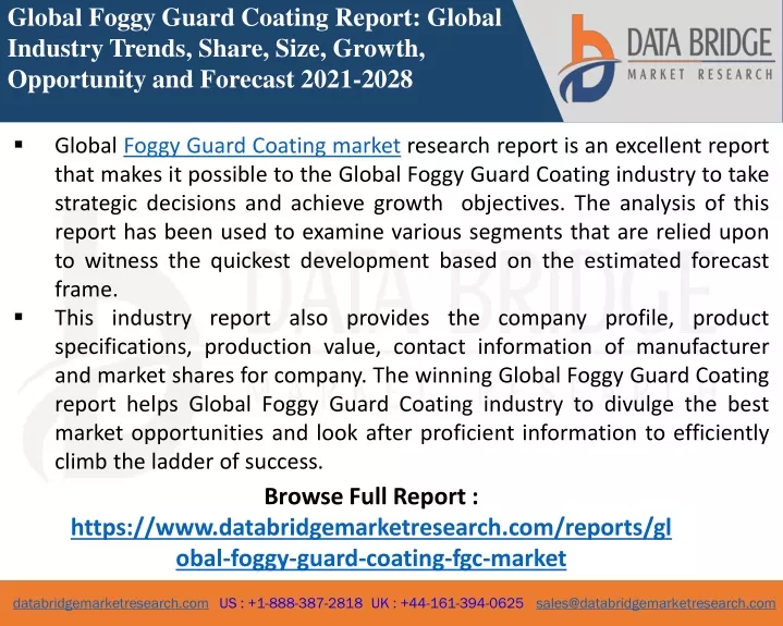 global foggy guard coating report global industry