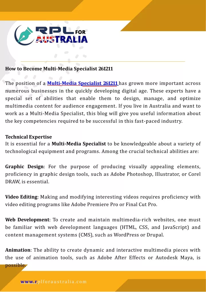 how to become multi media specialist 261211