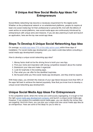 9 unique and new social media app ideas