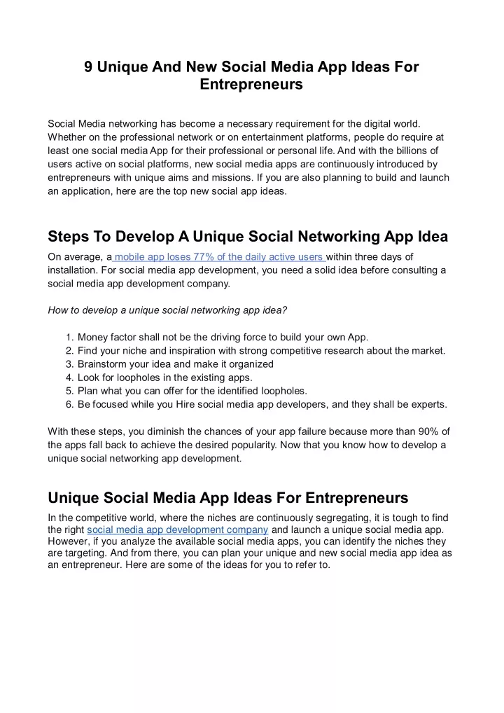 9 unique and new social media app ideas