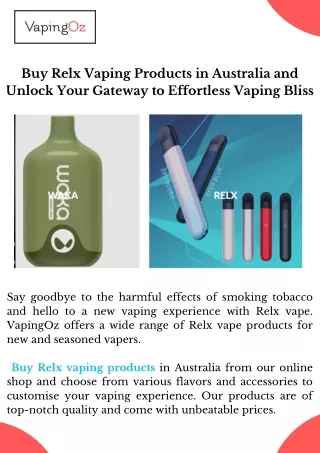 Buy Relx Vaping Products in Australia and Unlock Your Gateway to Effortless Vaping Bliss