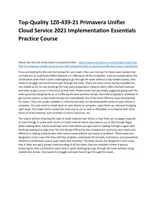 top quality 1z0 439 21 primavera unifier cloud