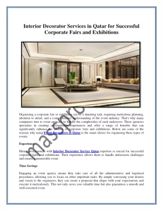 Interior Decorator Services in Qatar for Successful Corporate Fairs and Exhibiti
