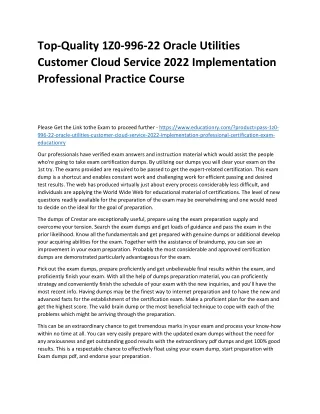 top quality 1z0 996 22 oracle utilities customer