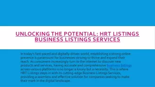 UNLOCKING THE POTENTIAL: HRT LISTINGS BUSINESS LISTINGS SERVICES