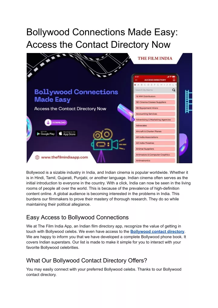 bollywood connections made easy access